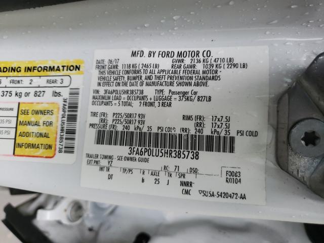 Photo 9 VIN: 3FA6P0LU5HR385738 - FORD FUSION SE 