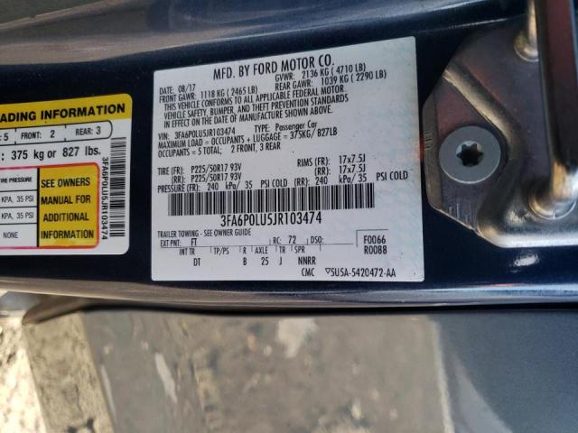 Photo 9 VIN: 3FA6P0LU5JR103474 - FORD FUSION SE 