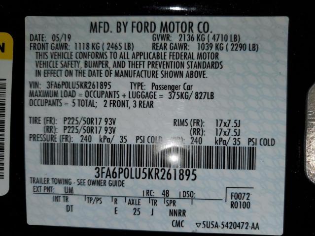 Photo 11 VIN: 3FA6P0LU5KR261895 - FORD FUSION 