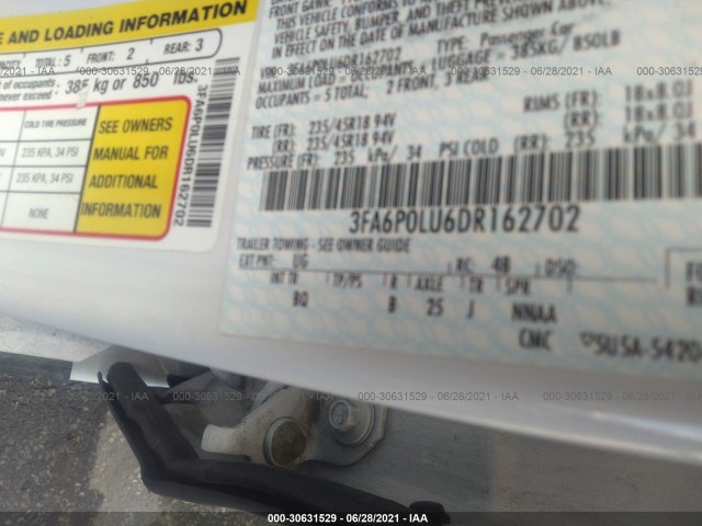 Photo 8 VIN: 3FA6P0LU6DR162702 - FORD FUSION 