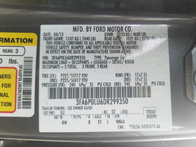 Photo 9 VIN: 3FA6P0LU6DR299350 - FORD FUSION SE 