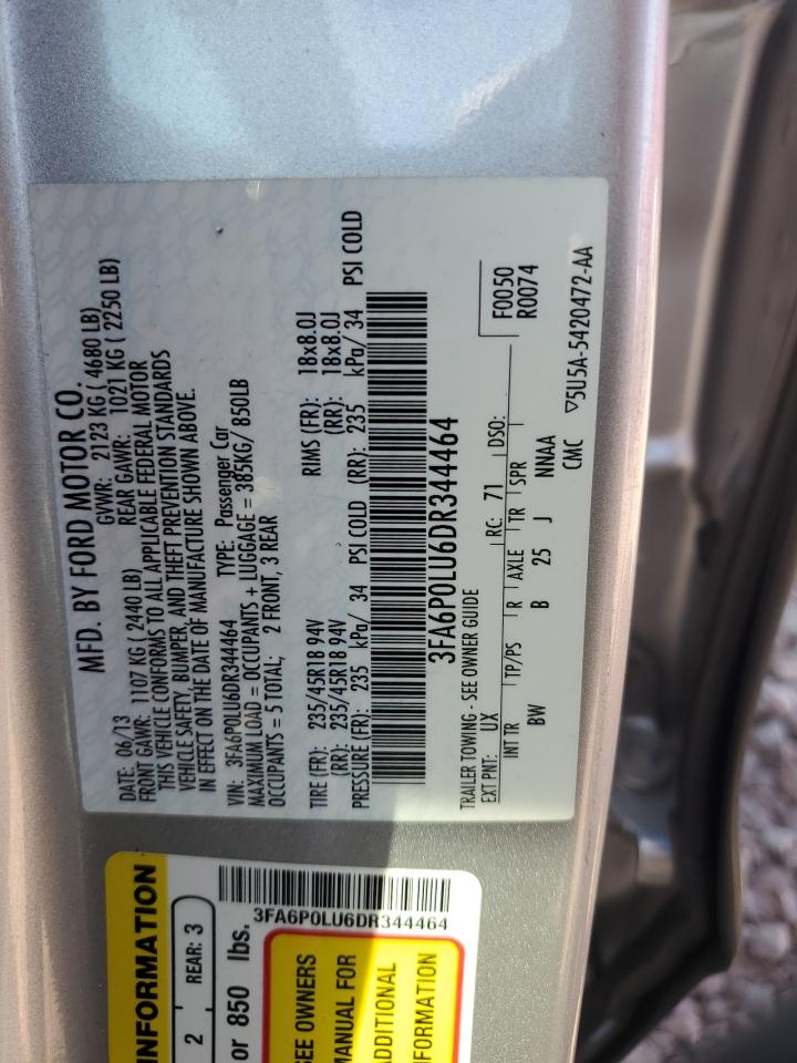 Photo 12 VIN: 3FA6P0LU6DR344464 - FORD FUSION 