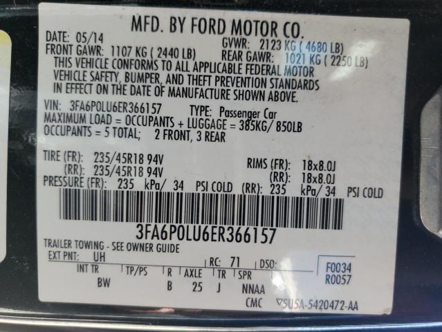 Photo 12 VIN: 3FA6P0LU6ER366157 - FORD FUSION 