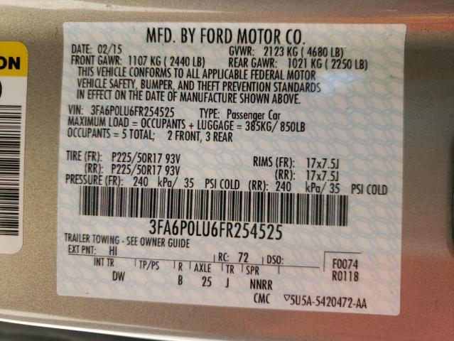 Photo 9 VIN: 3FA6P0LU6FR254525 - FORD FUSION SE 