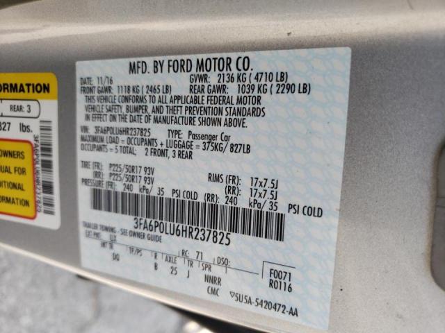 Photo 9 VIN: 3FA6P0LU6HR237825 - FORD FUSION SE 