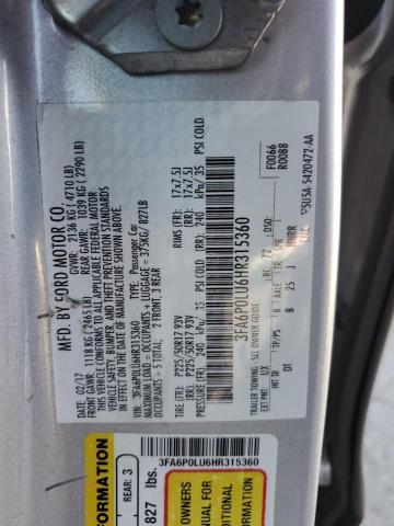 Photo 11 VIN: 3FA6P0LU6HR315360 - FORD FUSION SE 