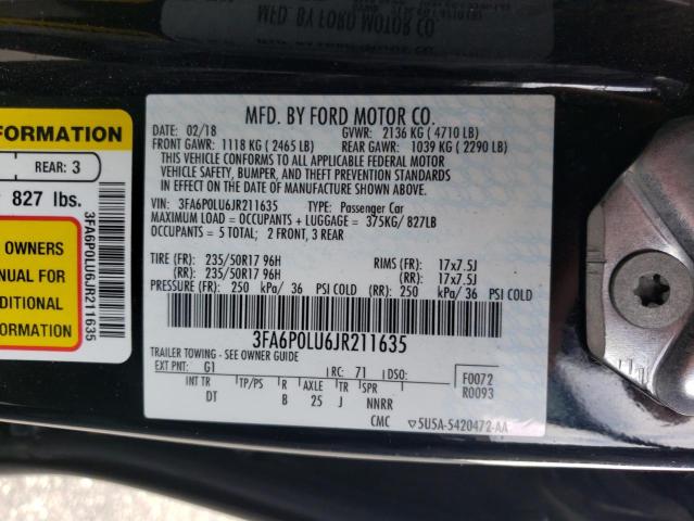 Photo 9 VIN: 3FA6P0LU6JR211635 - FORD FUSION SE 