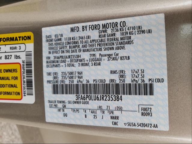 Photo 9 VIN: 3FA6P0LU6JR235384 - FORD FUSION SE 