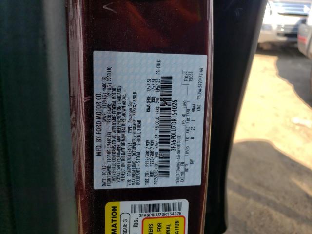 Photo 9 VIN: 3FA6P0LU7DR154026 - FORD FUSION SE 