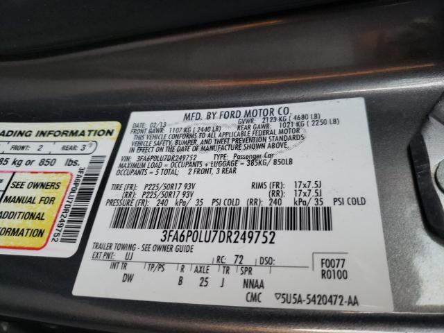 Photo 9 VIN: 3FA6P0LU7DR249752 - FORD FUSION SE 