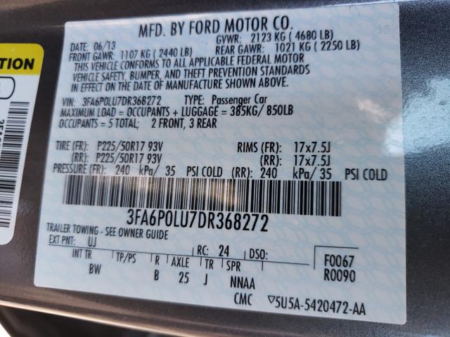 Photo 9 VIN: 3FA6P0LU7DR368272 - FORD FUSION SE 