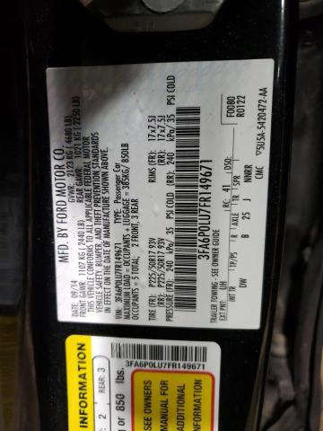 Photo 9 VIN: 3FA6P0LU7FR149671 - FORD FUSION SE 