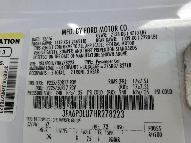 Photo 11 VIN: 3FA6P0LU7HR278223 - FORD FUSION 