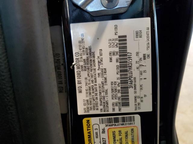 Photo 12 VIN: 3FA6P0LU7HR315917 - FORD FUSION SE 