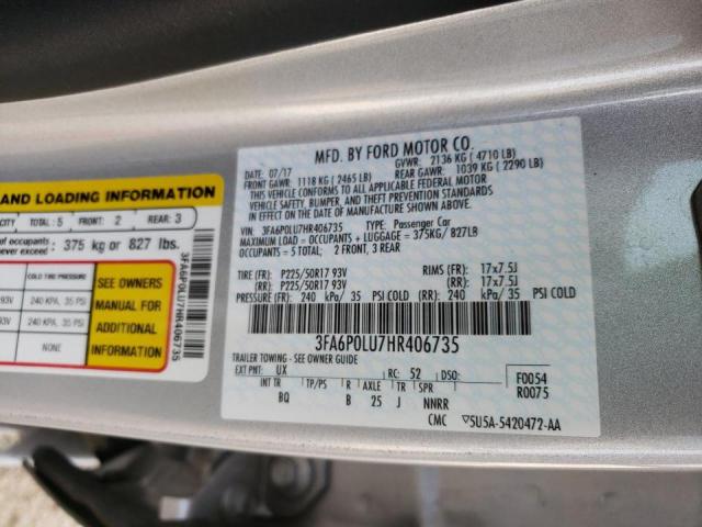 Photo 9 VIN: 3FA6P0LU7HR406735 - FORD FUSION SE 