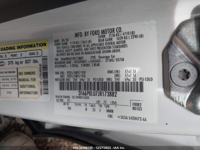 Photo 8 VIN: 3FA6P0LU7JR173882 - FORD FUSION HYBRID 