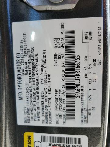 Photo 11 VIN: 3FA6P0LU7KR166755 - FORD FUSION 