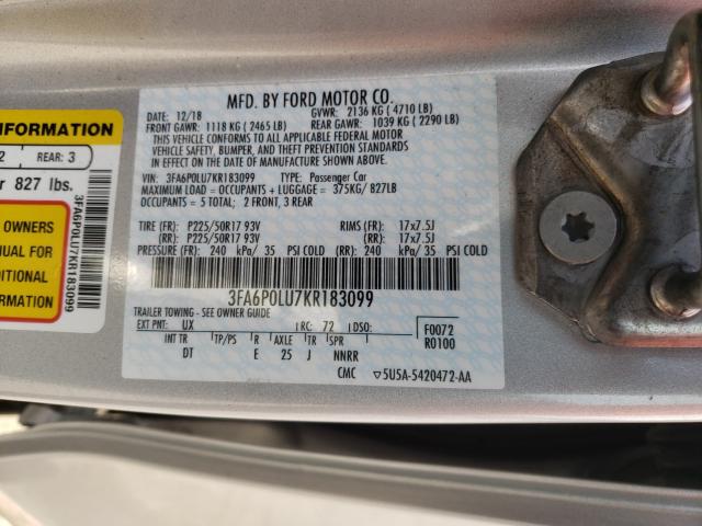 Photo 9 VIN: 3FA6P0LU7KR183099 - FORD FUSION SE 