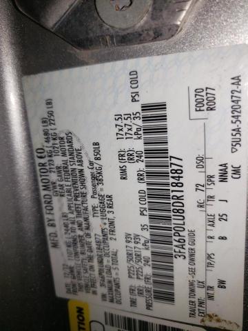 Photo 9 VIN: 3FA6P0LU8DR184877 - FORD FUSION SE 