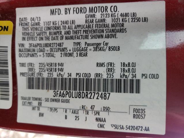 Photo 9 VIN: 3FA6P0LU8DR272487 - FORD FUSION SE 