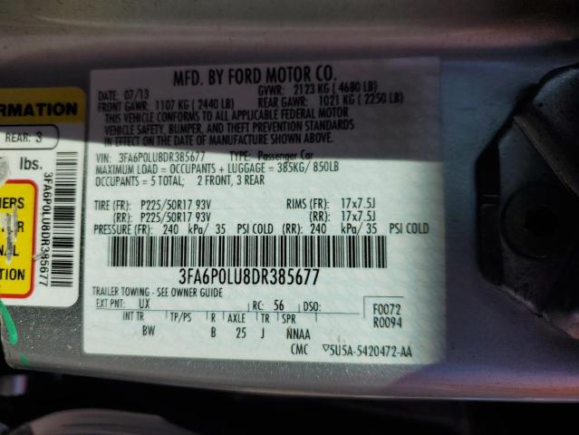 Photo 12 VIN: 3FA6P0LU8DR385677 - FORD FUSION 