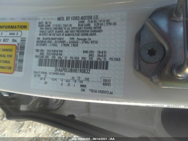 Photo 8 VIN: 3FA6P0LU8HR190832 - FORD FUSION 