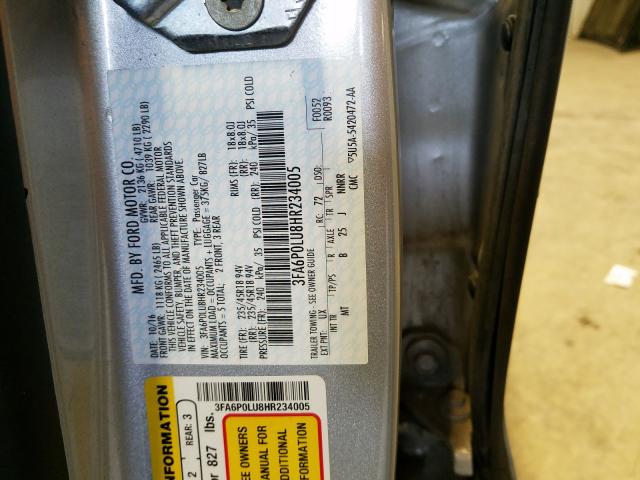 Photo 9 VIN: 3FA6P0LU8HR234005 - FORD FUSION 