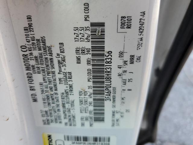 Photo 11 VIN: 3FA6P0LU8HR318356 - FORD FUSION SE 