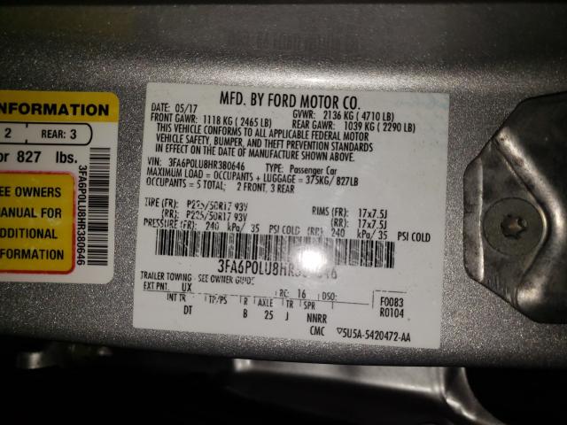 Photo 9 VIN: 3FA6P0LU8HR380646 - FORD FUSION SE 