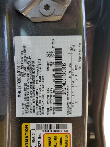 Photo 9 VIN: 3FA6P0LU8HR401835 - FORD FUSION SE 