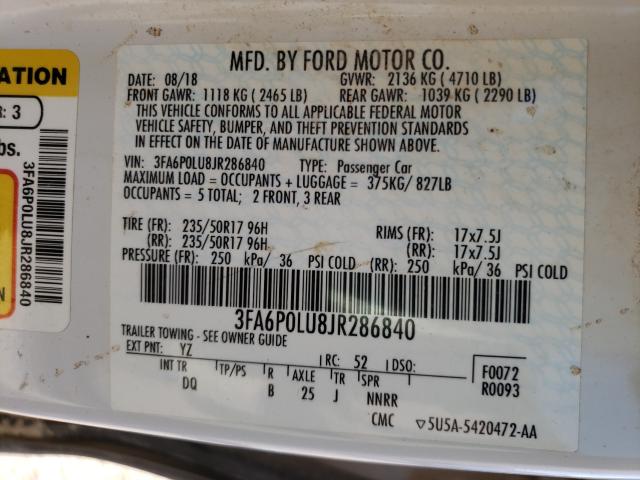 Photo 9 VIN: 3FA6P0LU8JR286840 - FORD FUSION SE 