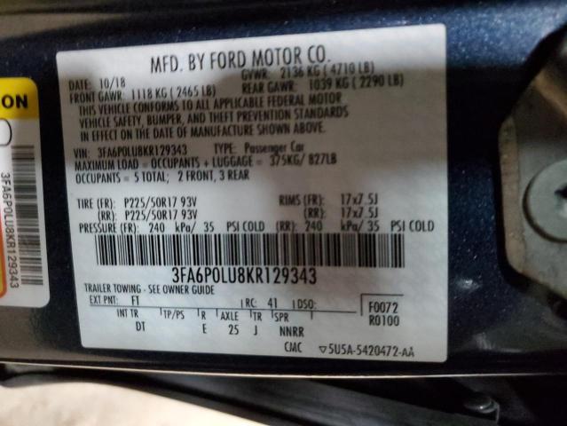 Photo 12 VIN: 3FA6P0LU8KR129343 - FORD FUSION SE 