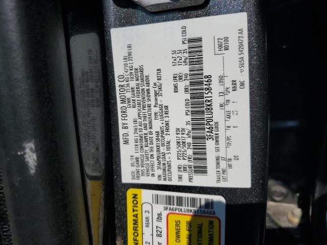 Photo 12 VIN: 3FA6P0LU8KR158468 - FORD FUSION SE 