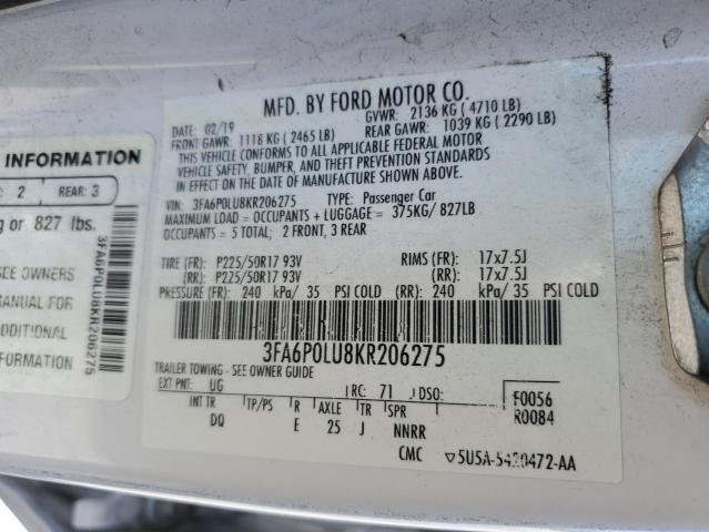 Photo 11 VIN: 3FA6P0LU8KR206275 - FORD FUSION SE 