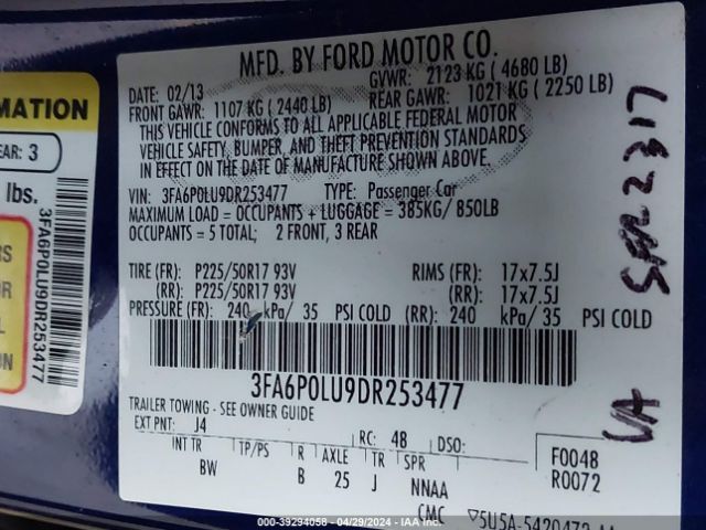 Photo 8 VIN: 3FA6P0LU9DR253477 - FORD FUSION 