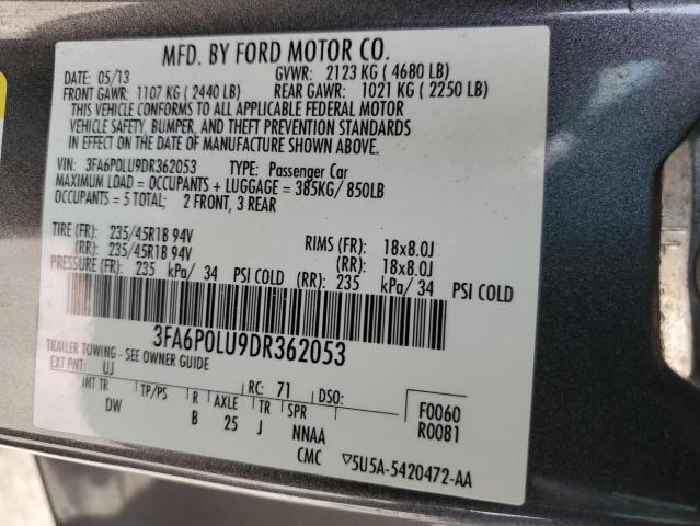 Photo 11 VIN: 3FA6P0LU9DR362053 - FORD FUSION SE 