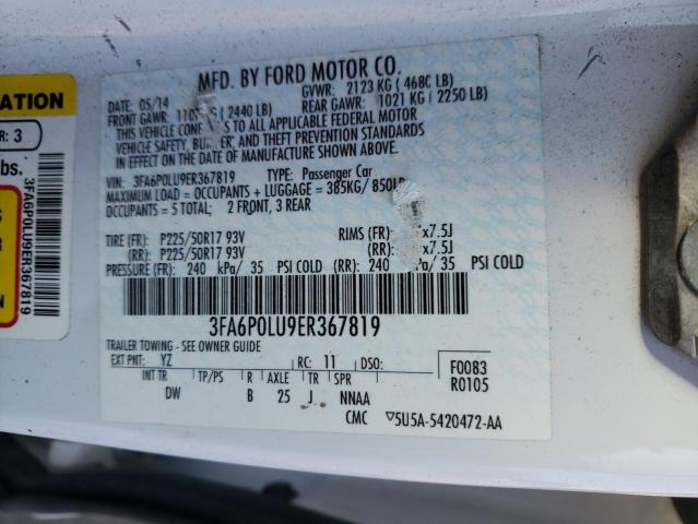 Photo 9 VIN: 3FA6P0LU9ER367819 - FORD FUSION SE 