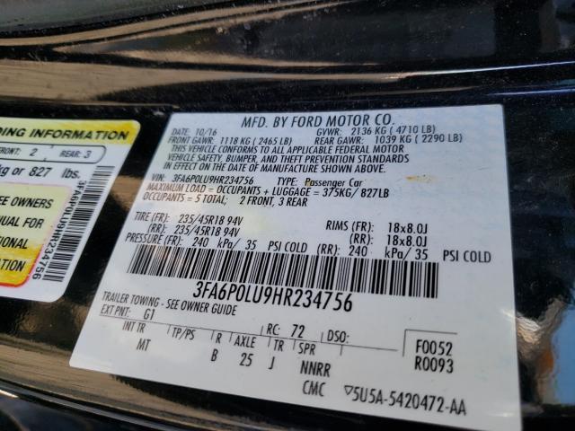 Photo 9 VIN: 3FA6P0LU9HR234756 - FORD FUSION SE 