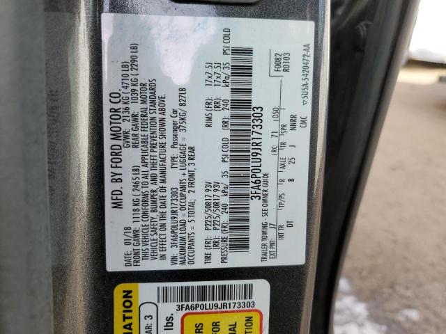 Photo 12 VIN: 3FA6P0LU9JR173303 - FORD FUSION SE 