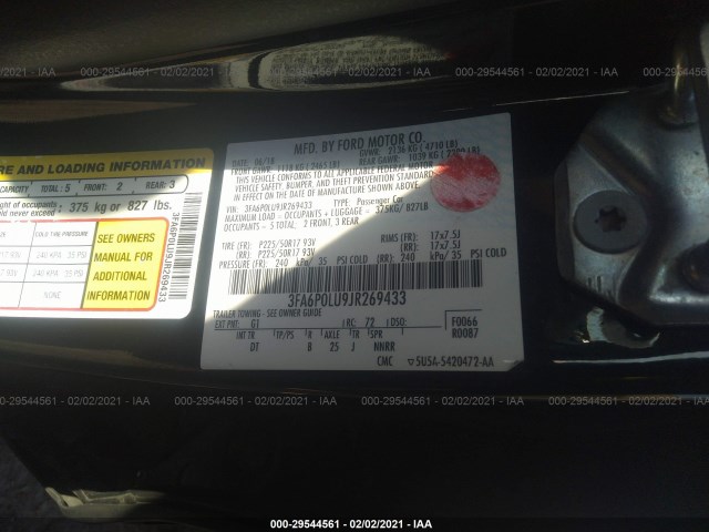 Photo 8 VIN: 3FA6P0LU9JR269433 - FORD FUSION HYBRID 