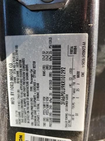 Photo 11 VIN: 3FA6P0LU9KR101292 - FORD FUSION SE 