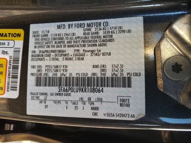 Photo 12 VIN: 3FA6P0LU9KR108064 - FORD FUSION SE 