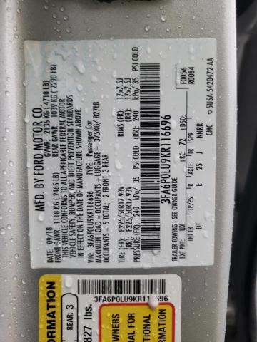 Photo 12 VIN: 3FA6P0LU9KR116696 - FORD FUSION SE 