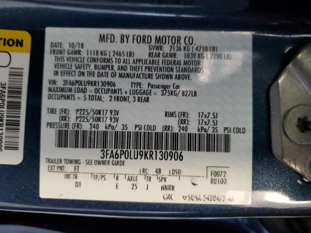 Photo 12 VIN: 3FA6P0LU9KR130906 - FORD FUSION 