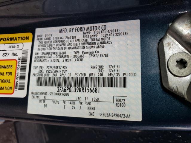 Photo 11 VIN: 3FA6P0LU9KR156681 - FORD FUSION 