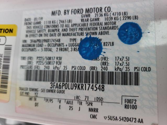 Photo 11 VIN: 3FA6P0LU9KR174548 - FORD FUSION SE 