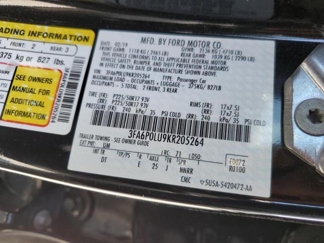 Photo 9 VIN: 3FA6P0LU9KR205264 - FORD FUSION SE 