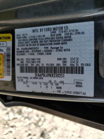 Photo 11 VIN: 3FA6P0LU9KR220251 - FORD FUSION SE 