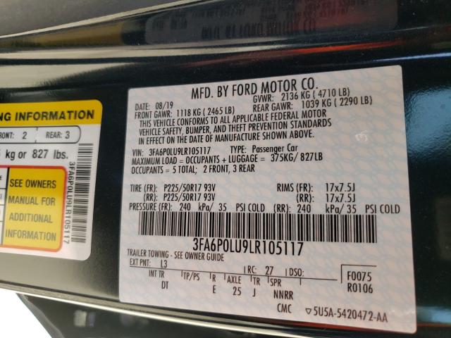 Photo 9 VIN: 3FA6P0LU9LR105117 - FORD FUSION SE 