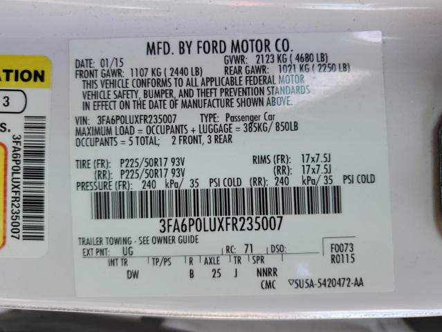 Photo 9 VIN: 3FA6P0LUXFR235007 - FORD FUSION SE 